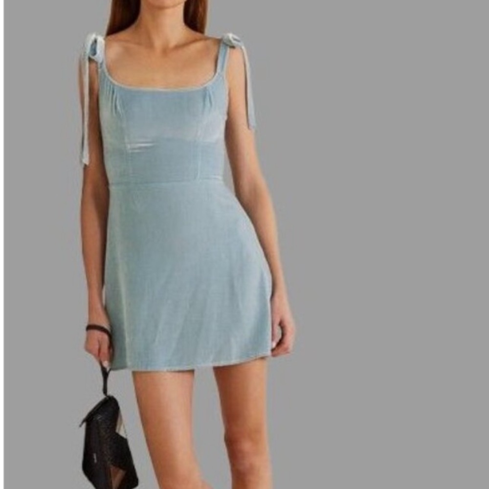 Reformation Velvet Elegant Blue Dress